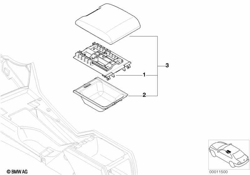 E39 Сдвижная секция среднего подлокотника