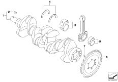 Коленчатый вал с вкладышами подшипников