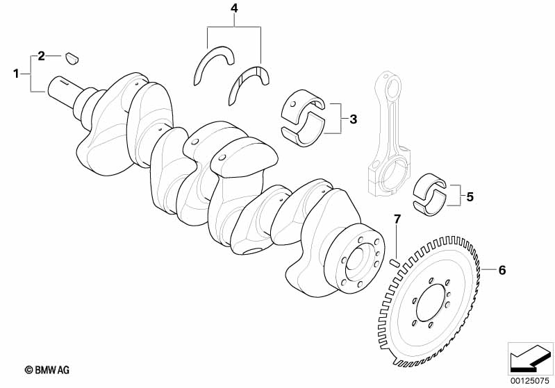 Коленчатый вал с вкладышами подшипников
