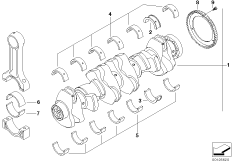 Коленчатый вал с вкладышами подшипников