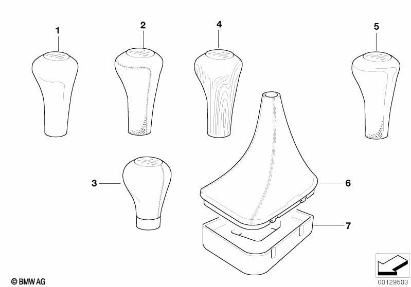 Головка рыч. ПП кожа/5-ступ./кругл.зажим  E46 E39