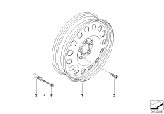 Аварийное колесо стальное черное