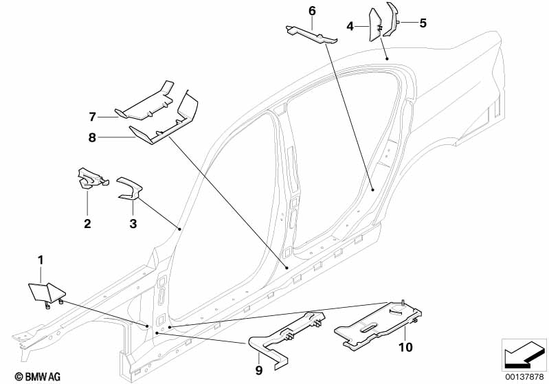 Детали из шумопогл.матер.в полост.боков.