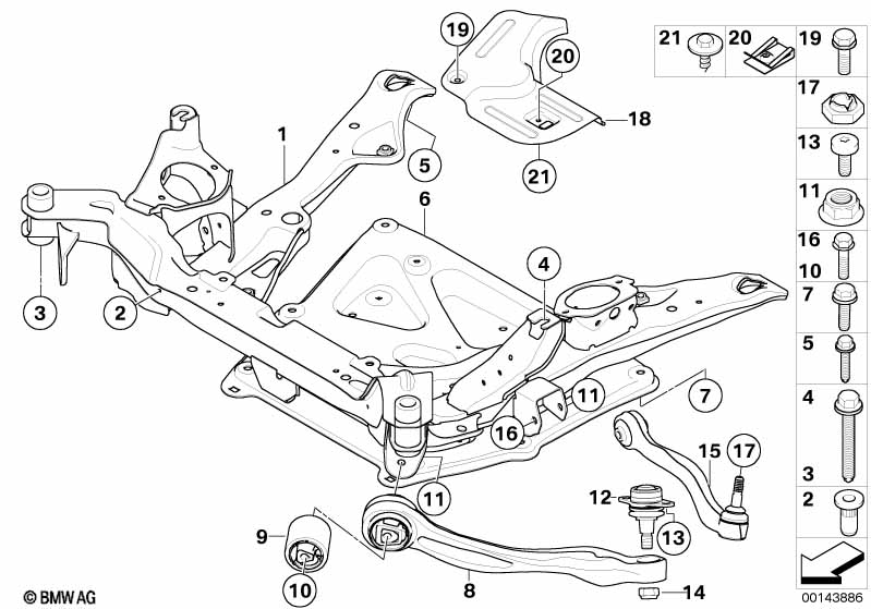 Балка пер.моста, попер.рычаг подв./тяга