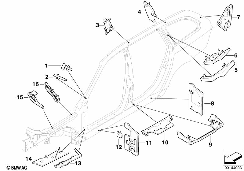 Детали из шумопогл.матер.в полост.боков.