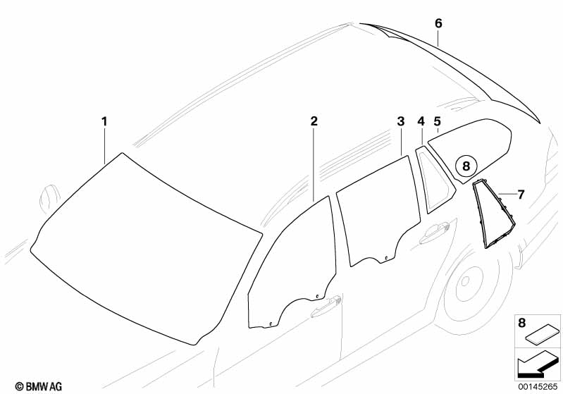 E90/E90N Лоб. стекло защ. от ИК-лучей датч. дождя