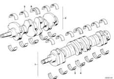 Коленчатый вал с вкладышами подшипников