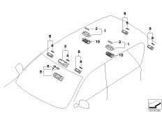 Светильники освещения салона в потолке