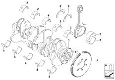 Коленчатый вал с вкладышами подшипников