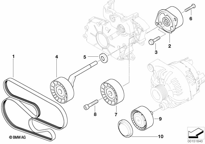 Ременный привод водяной помпы/генератора