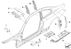 Детали из шумопогл.матер.в полост.боков.