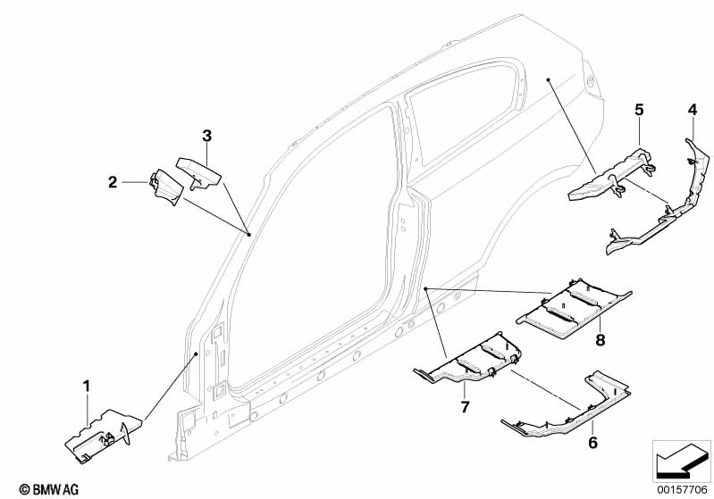 Детали из шумопогл.матер.в полост.боков.
