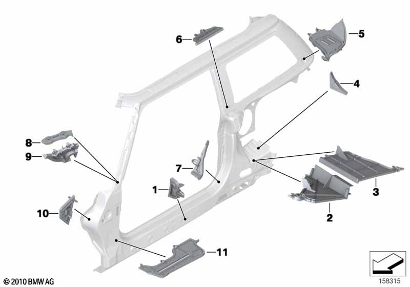 Детали из шумопогл.матер.в полост.боков.