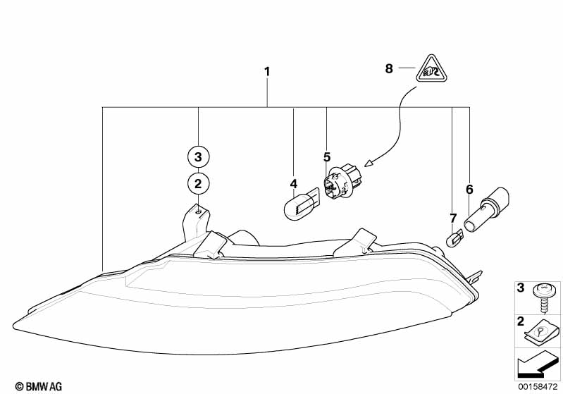 Указатель поворота Л белый E63/E64