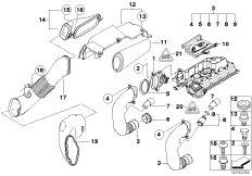 Расходомер воздуха/глушитель шума всас.
