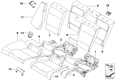 Набивка и обивка задн.сид.,люк в спинке