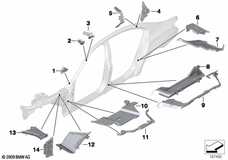 Детали из шумопогл.матер.в полост.боков.