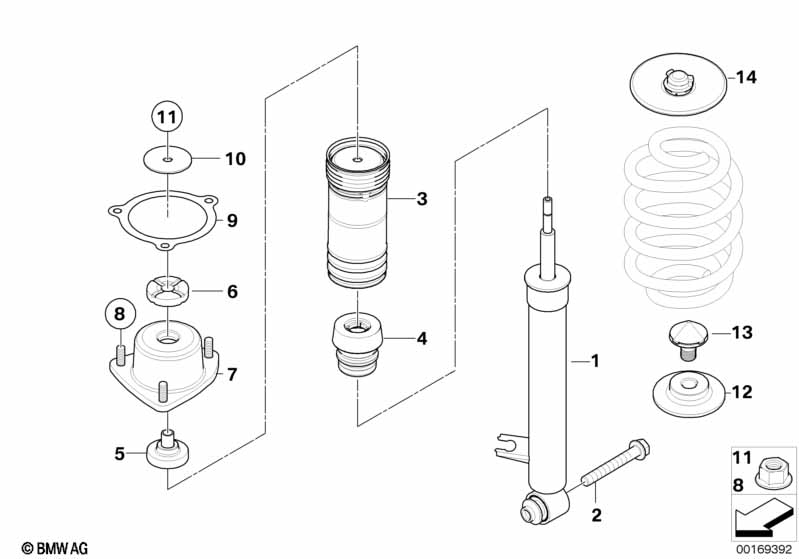 E70 амортизатор задний левый