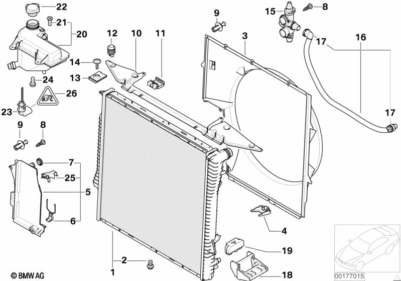 Радиатор вод.охл./расш.бачок/кожух вент.