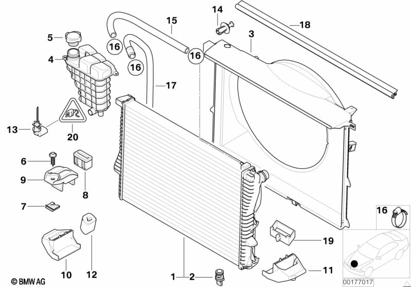Радиатор вод.охл./расш.бачок/кожух вент.