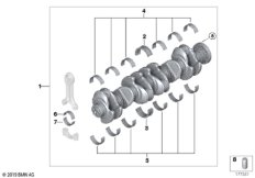 Коленчатый вал с вкладышами подшипников
