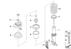 Аморт.стойка Зд, витая пружина/доп.элем.