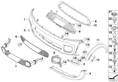 Облиц.передка JCW аэрод.к-т цвет а/м