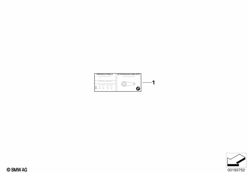 Шильдик "Antriebskette/Reifendruck"