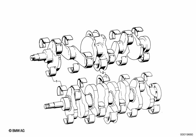 Оборотный коленвал с вкладышами подшипн.