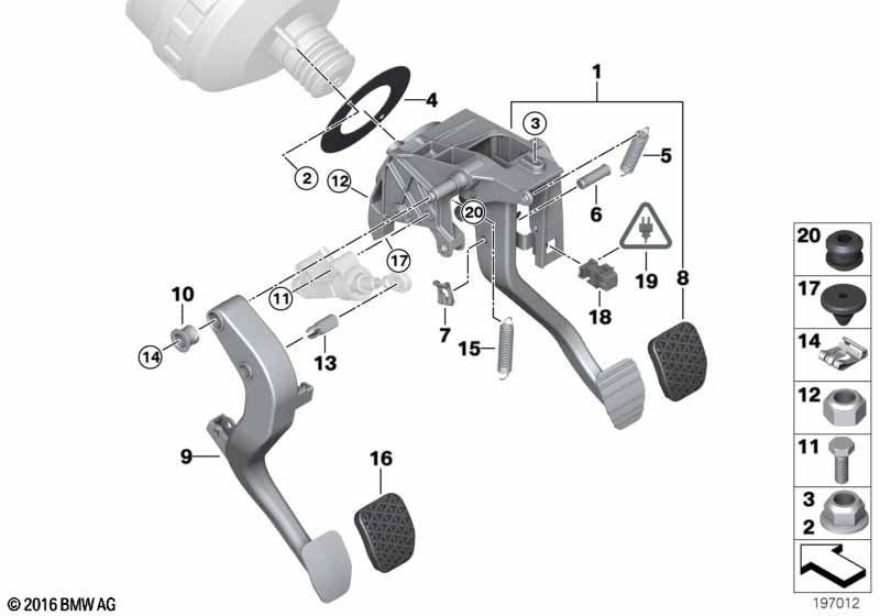 Педальный механизм с возвратн.пружиной