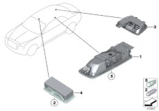 Светильники освещения салона в потолке