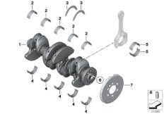Коленчатый вал с вкладышами подшипников