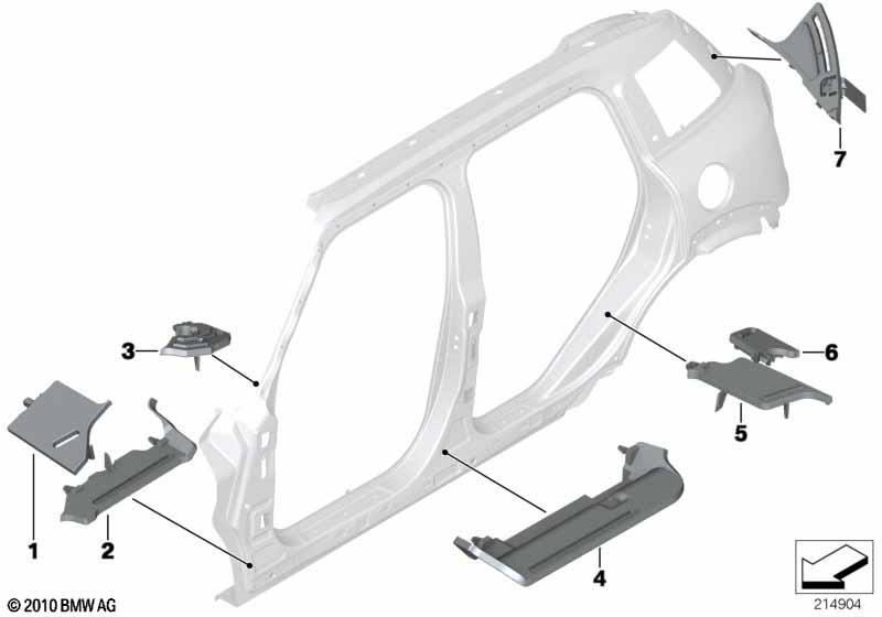 Детали из шумопогл.матер.в полост.боков.