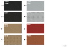 Страница с образцами, цвета обивки