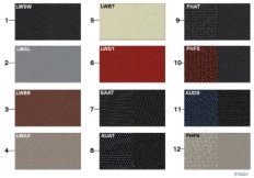 Страница с образцами, цвета обивки