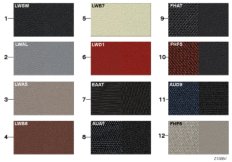 Страница с образцами, цвета обивки