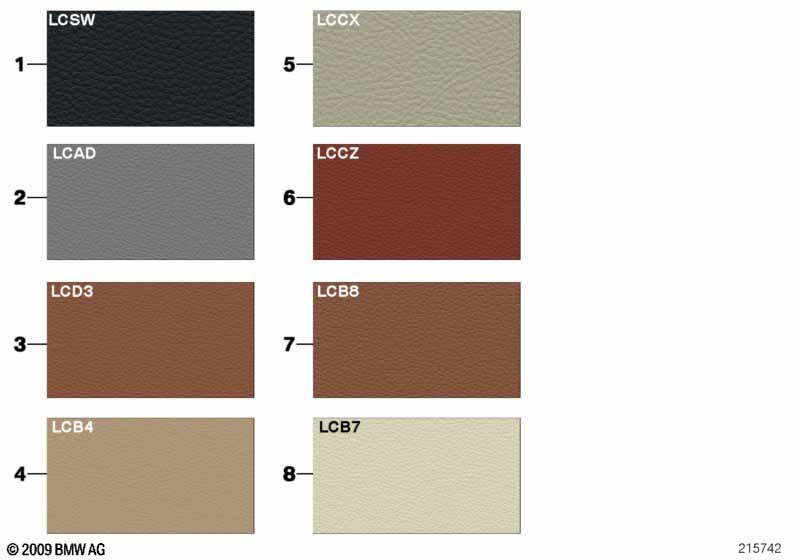 Страница с образцами, цвета кож.обивки