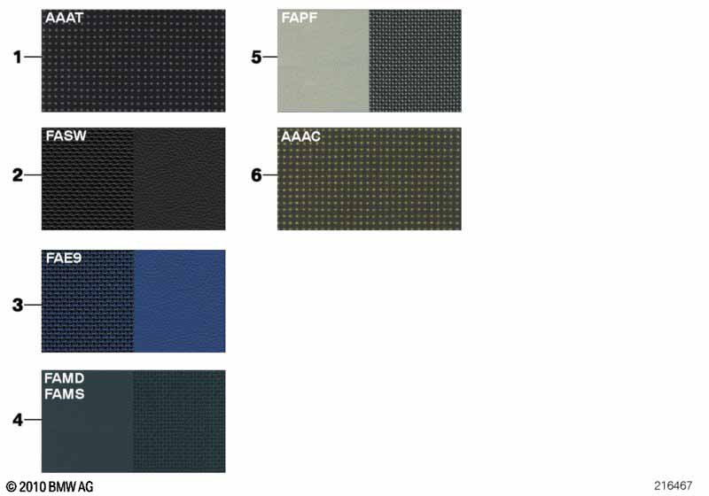 Образцовая сторона, цвета обивки, ткань