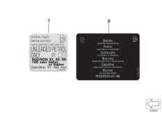 Шильдик с данными о топливе