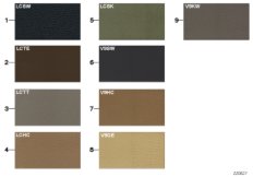 Страница с образцами, цвета кож.обивки