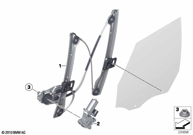 Механизм перемещения стекла двери Пд