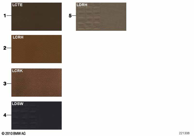 Страница с образцами, цвета кож.обивки