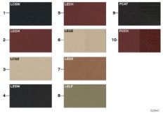 Страница с образцами, цвета кож.обивки