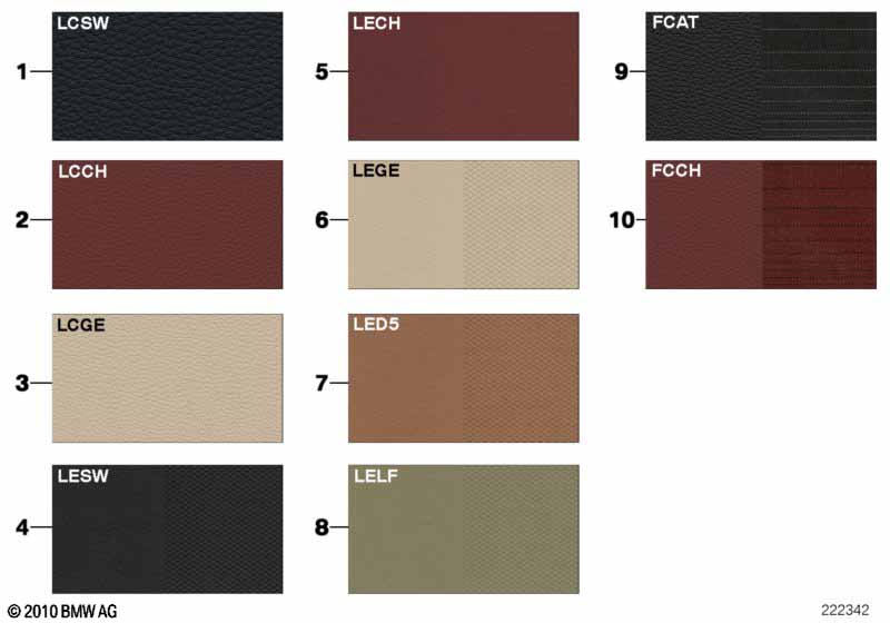 Страница с образцами, цвета кож.обивки