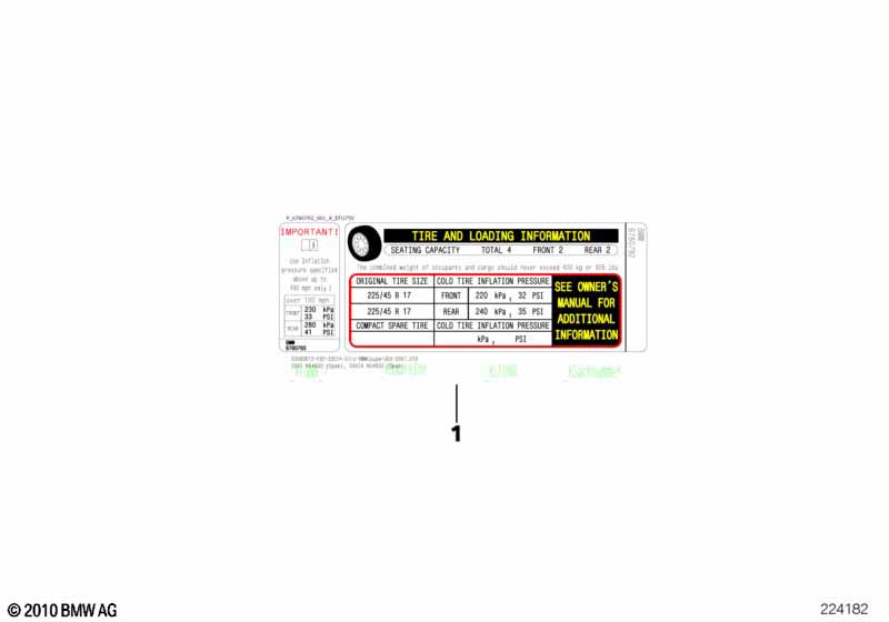 Шильдик "Reifendruck"