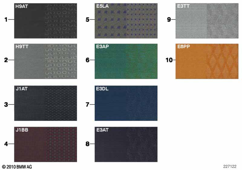 Образцовая сторона, цвета обивки, ткань