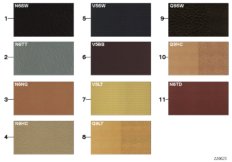 Страница с образцами, цвета кож.обивки