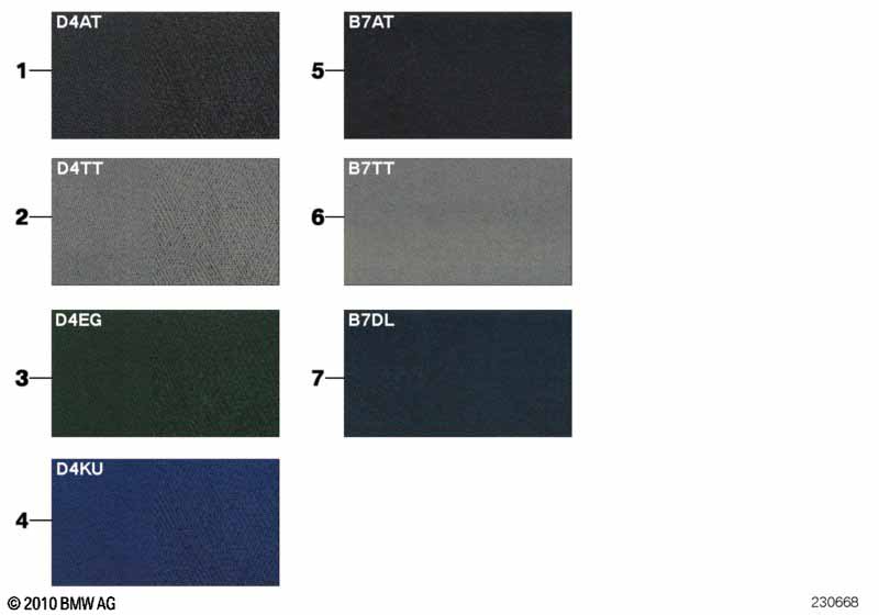 Образцовая сторона, цвета обивки, ткань