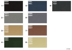 Страница с образцами, цвета кож.обивки