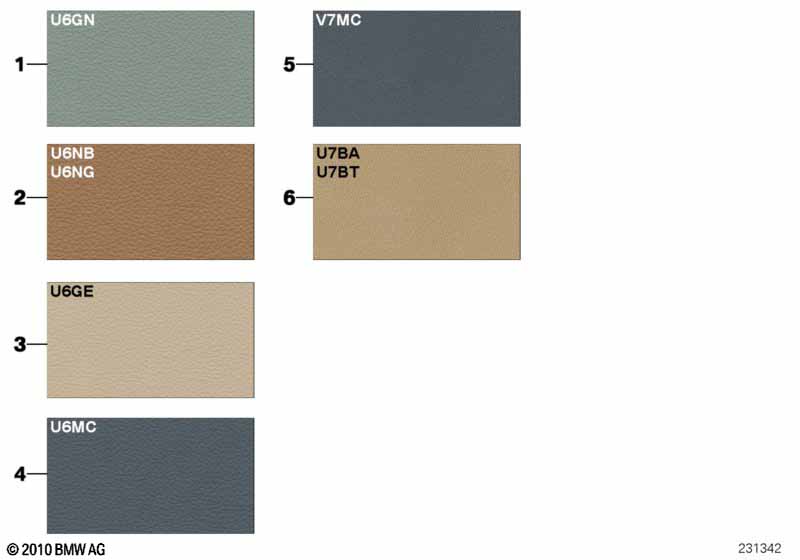 Страница с образцами, цвета кож.обивки